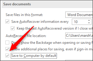 Save to computer by default option