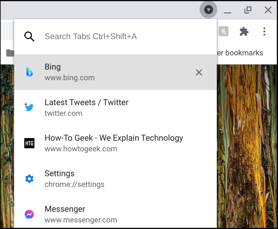 chrome tabs list and search