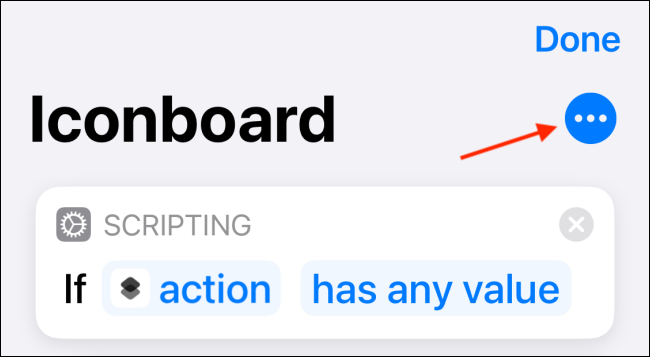 Tap Menu Button from Shortcut Editing View