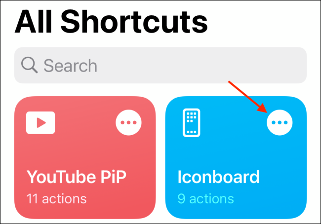 Tap Menu Icon from Shortcuts Screen