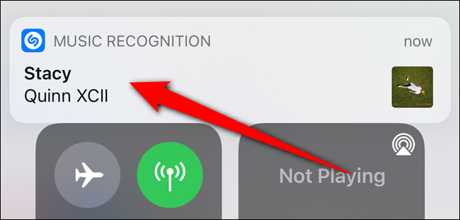 A banner notification will appear when the song is identified. Tap the notification