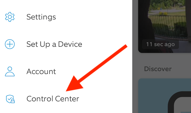 Choose the "Control Center" option from the menu