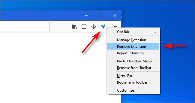 Right-click an extension icon in Firefox and select "Remvoe Extension."