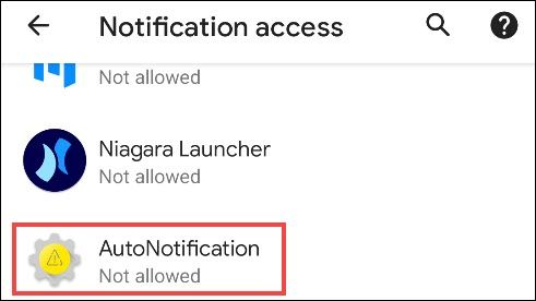 find autonotification and select it