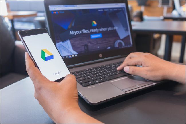Google Drive on a smartphone and laptop