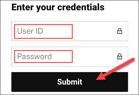 enter credentials to link account
