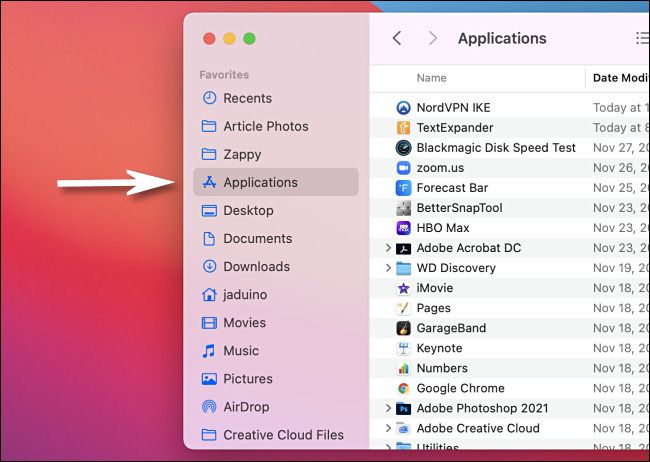 Open the Applications folder using Finder on your Mac.