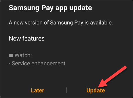 update samsung pay
