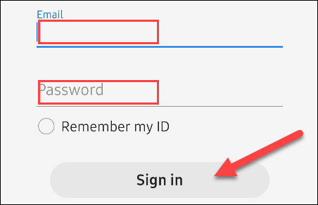 sign in with your samsung account credentials