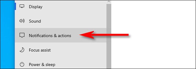 In Windows Settings, click "Notifications & actions."