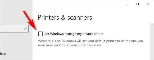 In Windows 10 Printers & Scanners settings, uncheck "Let Windows manage my default printer."