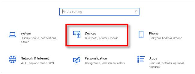 In Windows 10 Settings, click "Devices."