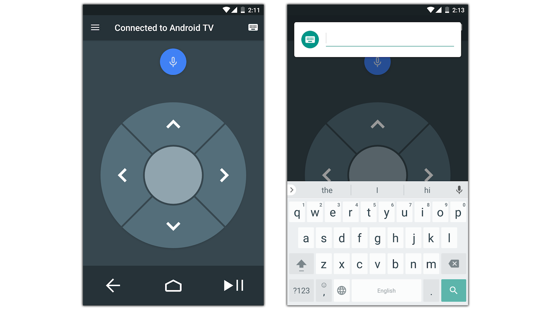 Screenshots of the ANdroid TV Remote Control app.