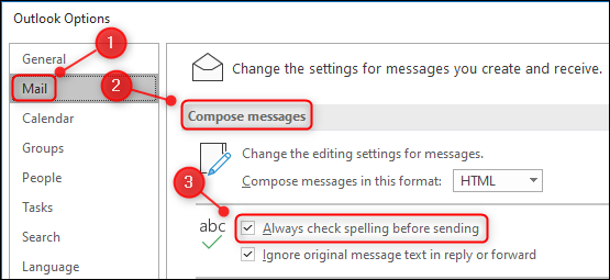The &quot;Always check spelling before sending&quot; option.