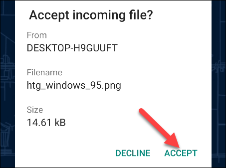 accept the file
