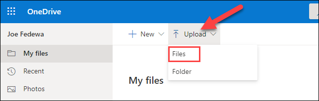select upload and files