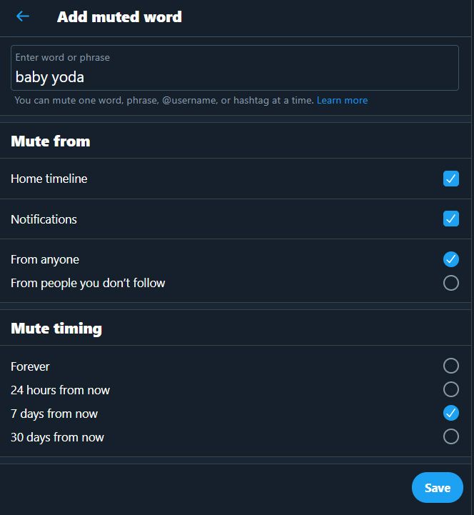 Twitter blocked words