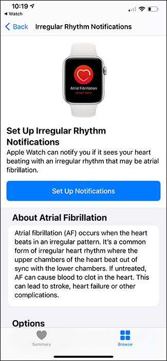 setting up irregular heart rate notifications