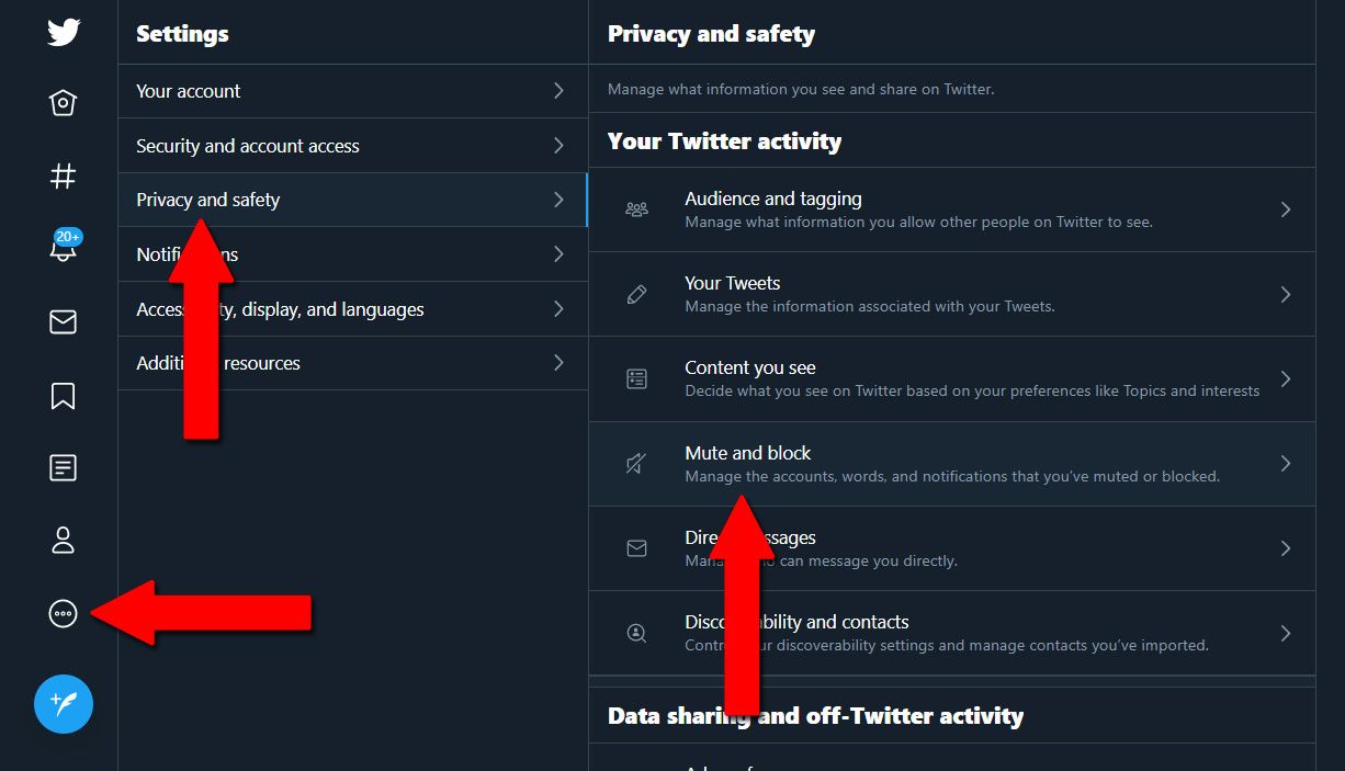 Twitter block menu
