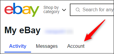 Account tab in my ebay portal