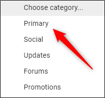Choose category to place emails
