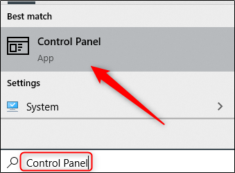 Control panel in start menu