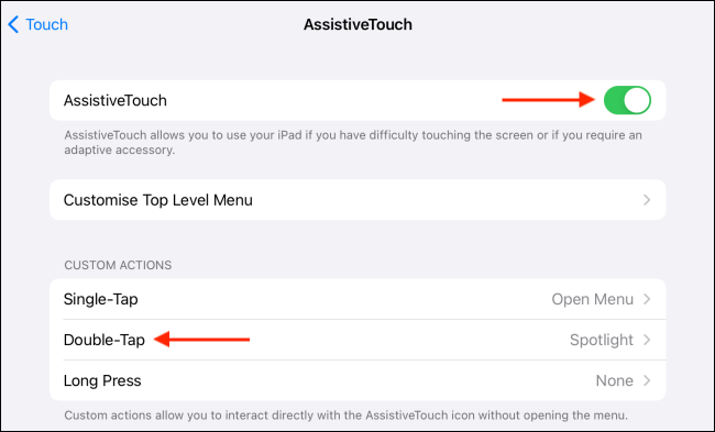 Double Tap Gesture in AssistiveTouch