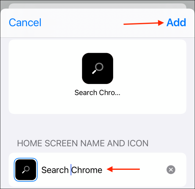 Edit Name and Tap Add Button