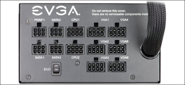 The various plug options on a semi-modular power supply.