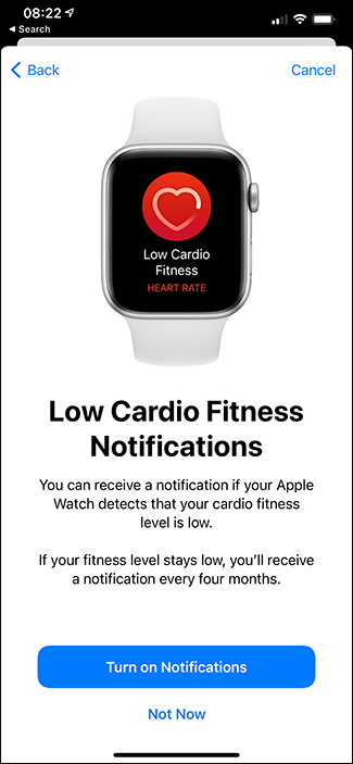enabling notifications for low fitness levels