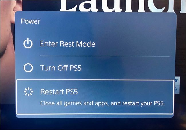 ps5 restart power option