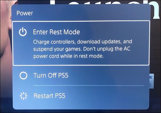 ps5 power options rest mode