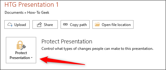 Protect presentation option