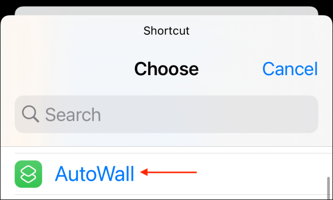 Select AutoWall Shortcut