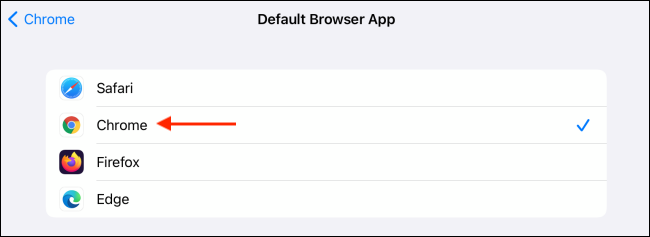 Select New Default Browser App