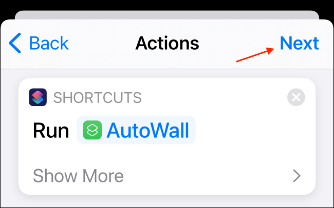 Tap Next After Adding Action