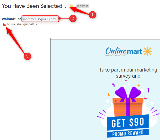 Walmart phishing attempt