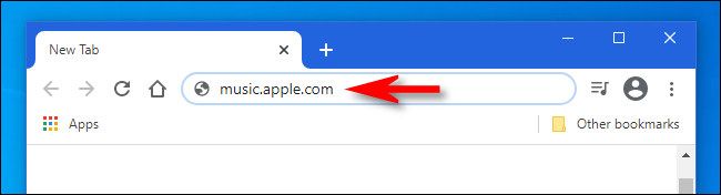 Enter "music.apple.com" in your favorite web browser.