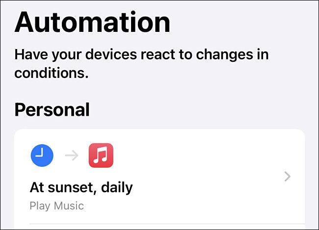 An iPhone automation in the automations list.