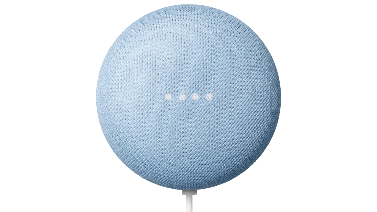 Google Nest Mini smart speaker in sky blue.