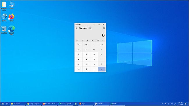 The Windows 10 Calculator app has been brought to the foreground.