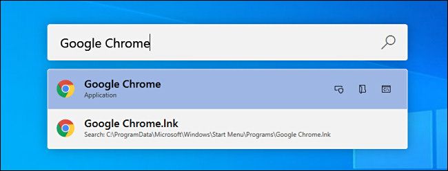 Searching for "Google Chrome" in PowerToys Run on Windows 10.