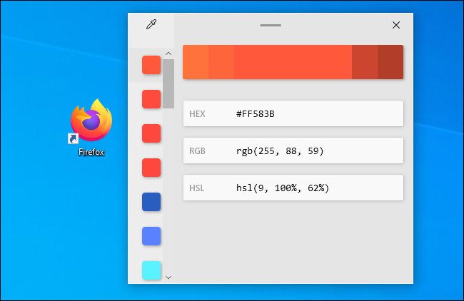 The PowerToys Color Picker detail window.