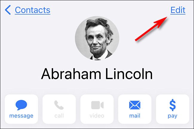 In iPhone Contacts, tap 