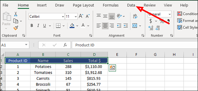 How to Make Sortable Headings in Excel