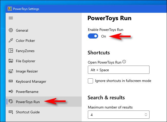 Make sure "Enable PowerToys Run" is switched on.