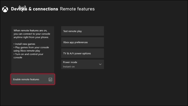 Enable Remote Features on the Xbox Series X|S