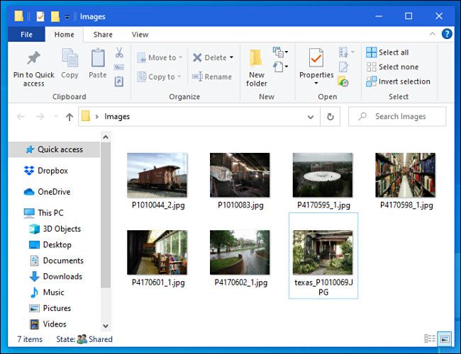 Example images in Windows 10 File Explorer.