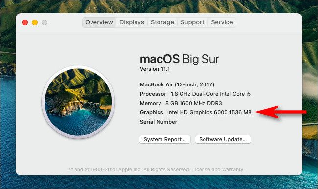 On an Intel Mac, you'll see the GPU listed under "Graphics" in the "About This Mac" window.