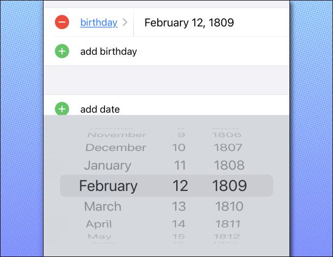 Use the date wheels to enter the birthday date.